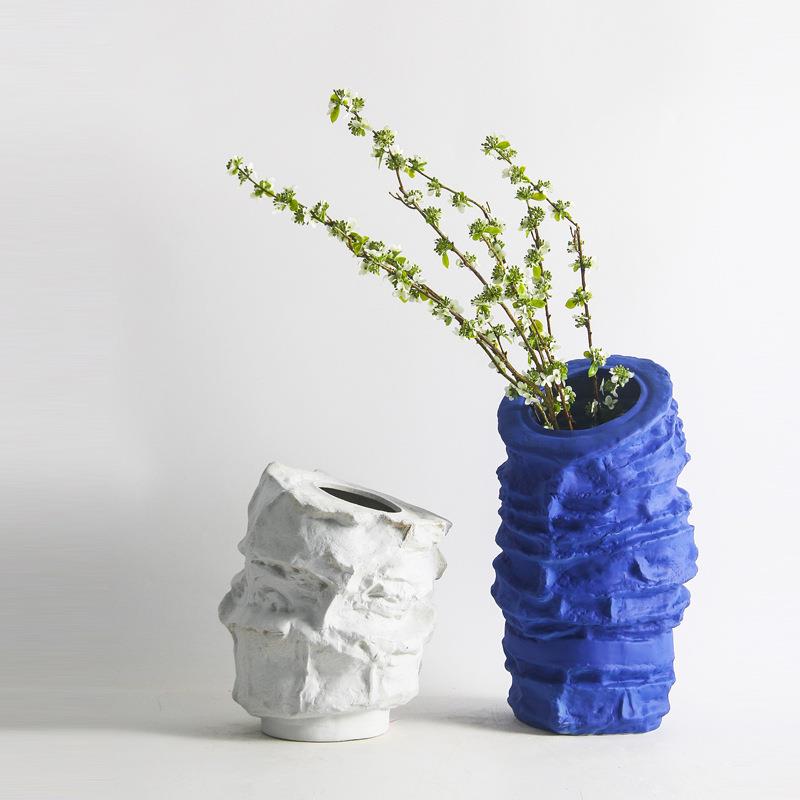 简约陶瓷艺术白蓝花瓶样板间插花器售楼处工艺品软装玄关饰品摆件