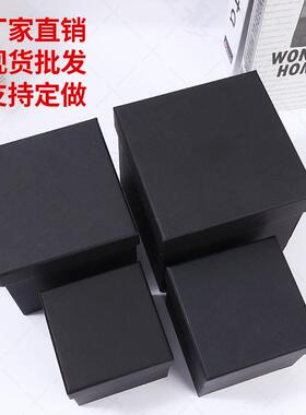 新款直销生日礼品盒黑色正方形礼物盒空盒永生花包装盒天地盖创意