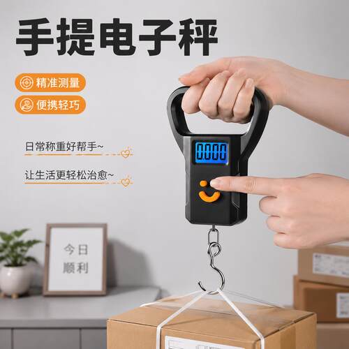 精准电子秤手提电子秤50kg可携式高精度家用快递称挂钩称弹簧秤