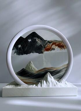 新中式乔迁流沙画摆件办公室桌面装饰沙漏客厅玄关小众轻奢礼物