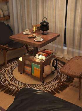 实木时代降几移动推车茶桌折叠餐桌两用茶台多功茶YZX升客厅沙能