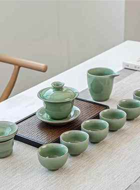 新款Souder 功夫哥汝茶窑具套装家用开片陶瓷盖碗窑全整套新n款中