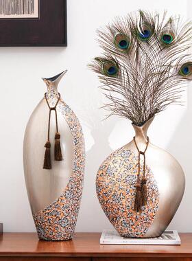 欧式陶瓷花瓶酒柜装饰品客厅电视柜玄关入户门摆件美式贴花摆设