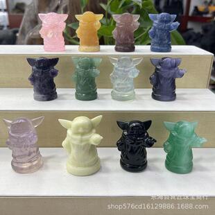 厂家天然原石雕刻件布达大师天然水晶手工制作家居装饰摆件