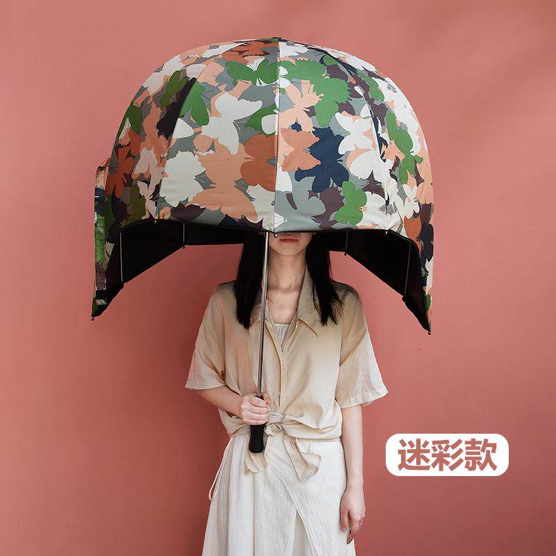 创意网红卖萌安全帽雨伞晴雨两用防晒网红户外帽子儿童遮阳情侣双