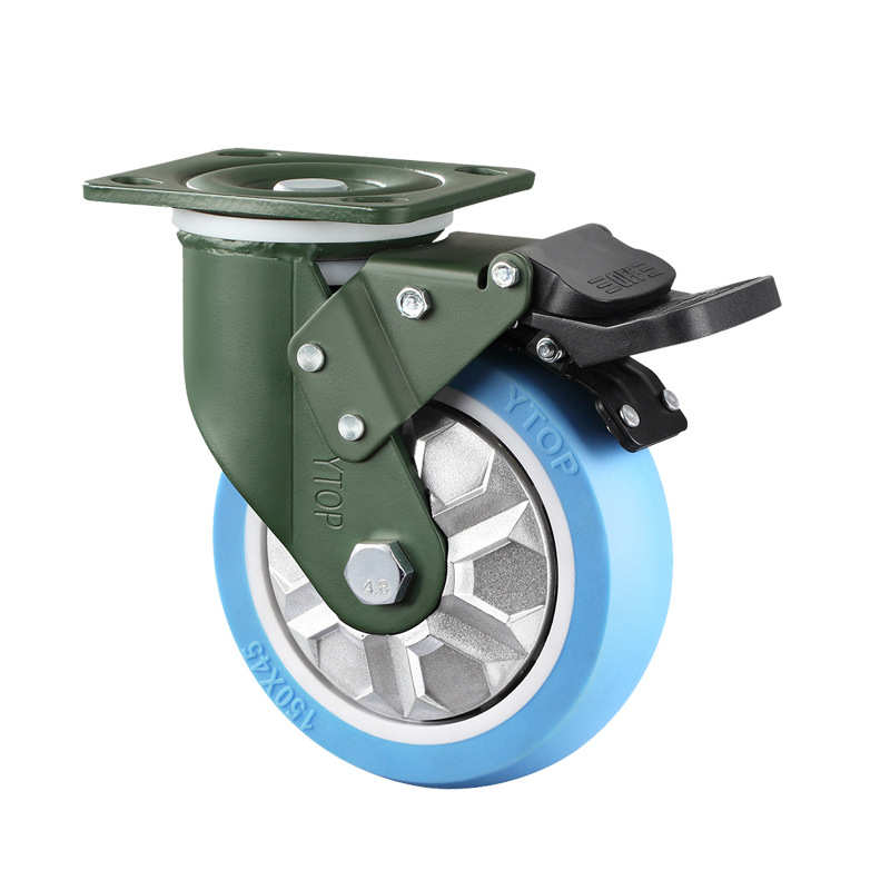 YTOP卓烨锰钢脚轮21A重型4/5/6/8寸TPU优质万向轮刹车轮固定轮