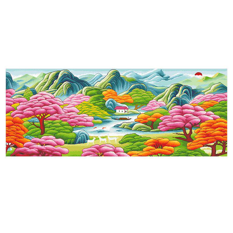 新版世外桃源十字绣2024新款线绣客厅浪漫风景画简约现代自己DIY