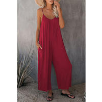 WoodBerry Womens Backless Spaghetti Strap Jumpsuit Summer thumbnail 2