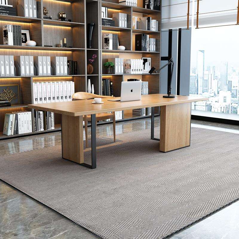 现代简约工业风实木电脑办公桌公司经理大板桌设计师家用创意台桌