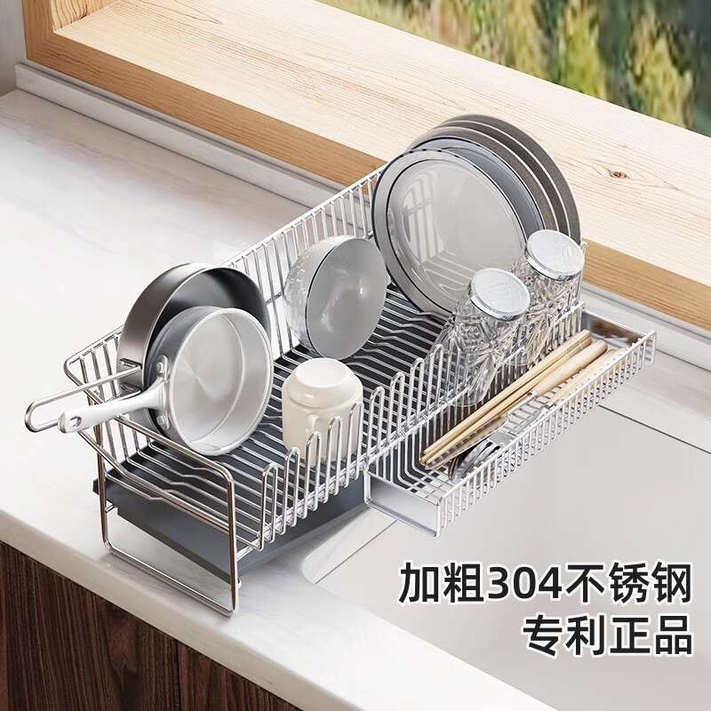 日本304不锈钢沥水架碗碟收纳架子多功能家用厨房台面碗筷沥水篮