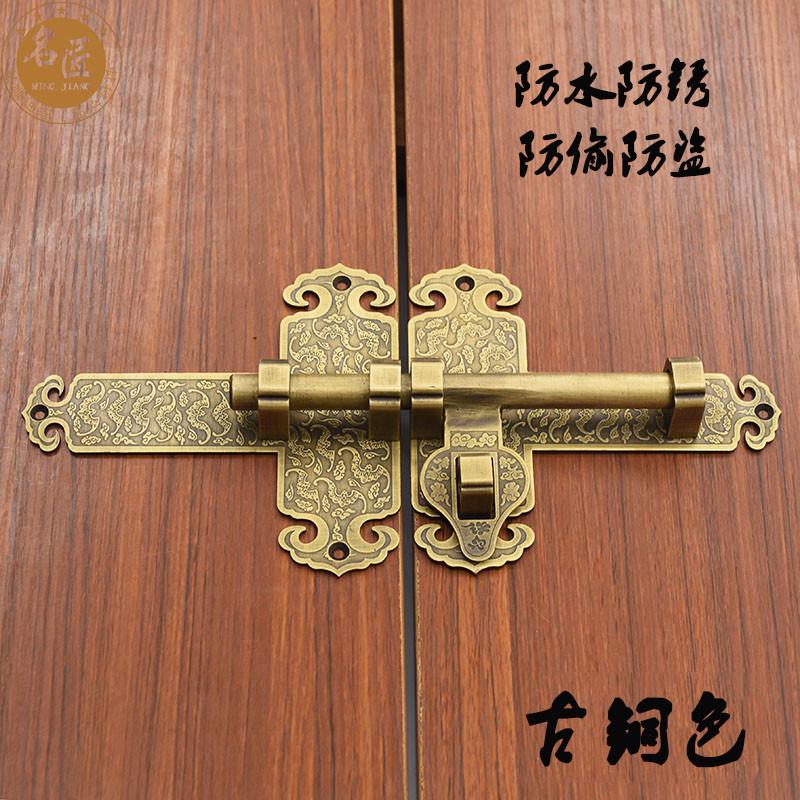 中式仿古纯铜门栓庭院花园实木大门插销加厚全铜老式门扣门锁门闩
