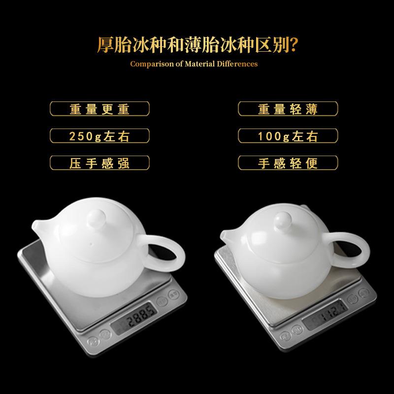 超薄胎冰种玉瓷西施壶能提盖会旋转200毫升cc手工璞玉单壶国潮风