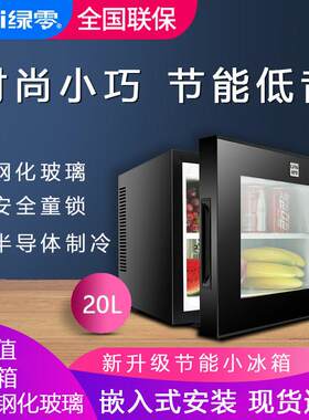 20L酒店客房用小冰箱小型迷你透明立式展示冷藏柜静音小冰柜