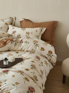 高档小清床床品绿色四件.套全棉新单纯棉18双人床2米被套