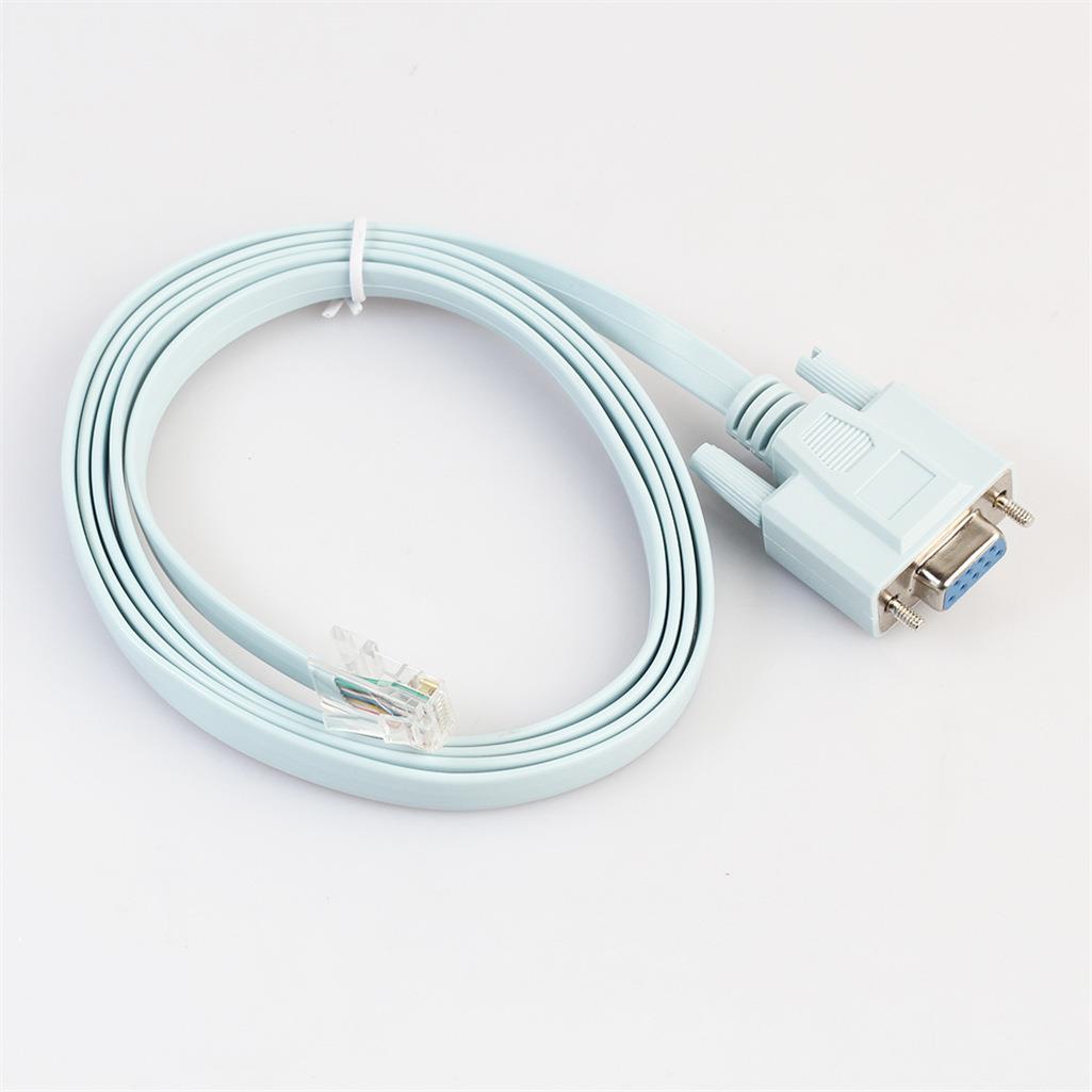 蓝色扁平全铜线路由器交换机调试RJ45公转DB9母1米5连接线