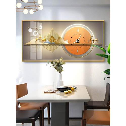 餐装饰画带钟表2025新款遮客厅TQX餐桌钟厅配电表表箱墙壁时钟挡