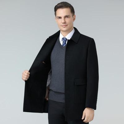 新款羊绒大衣EZT男士年中冬羊季男款商务休呢闲羽绒内胆毛子夹克