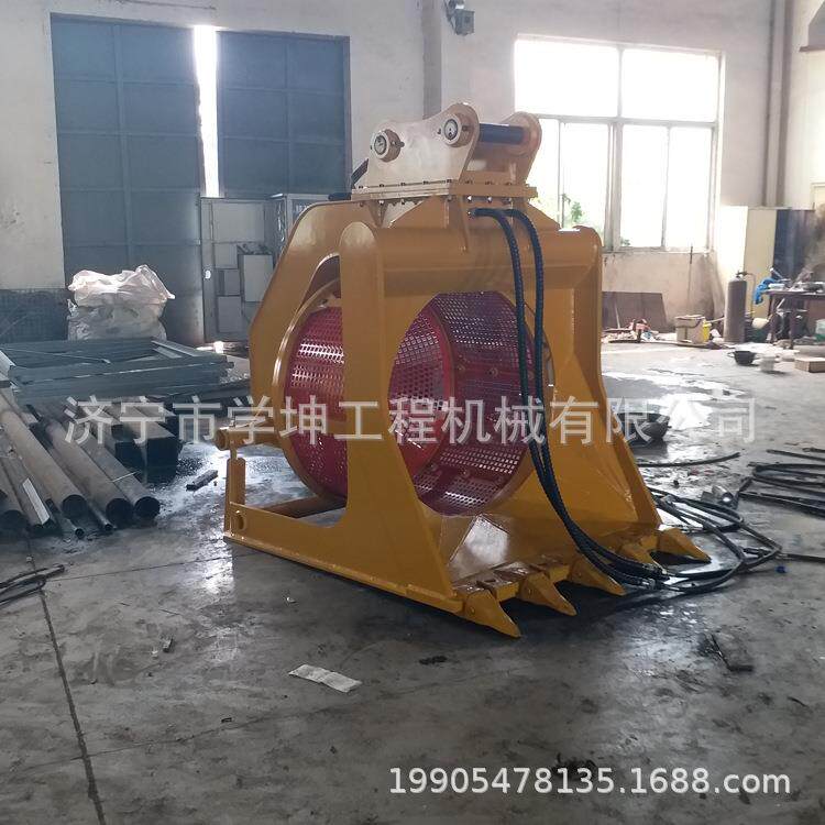 现货销售旋转筛网斗滚筒筛分斗挖机分拣属具