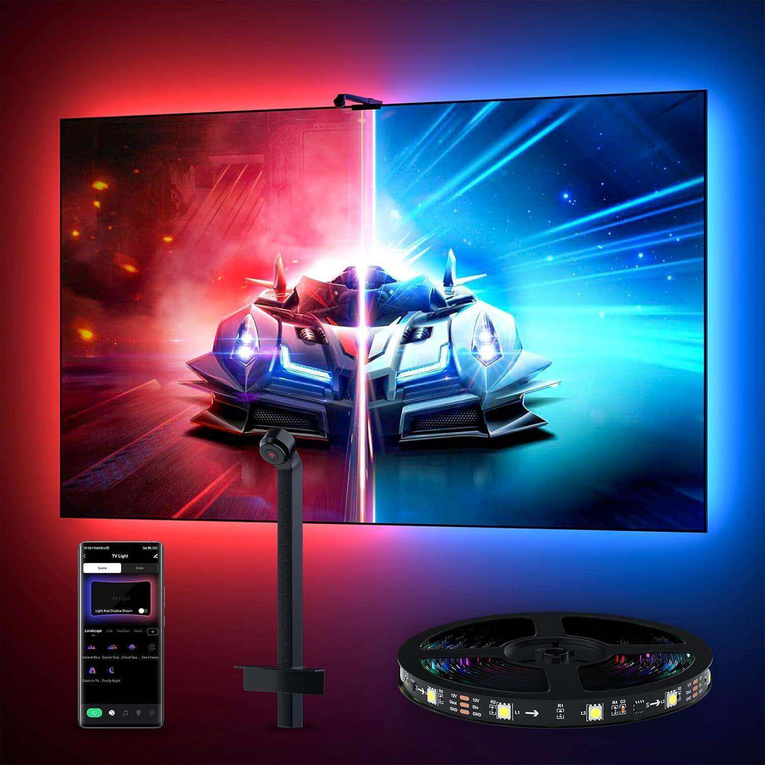 电视背景同屏灯带智能蓝牙幻彩RGB 显示器TV同步随屏氛围音乐灯条