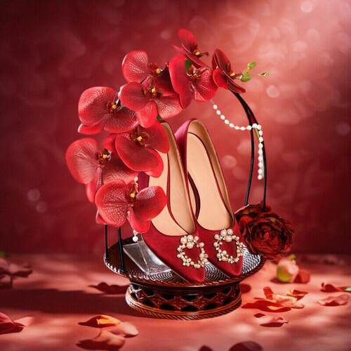 结婚diy提篮婚鞋古风蝴蝶兰花篮接亲堵门道具套圈藏婚鞋盒子游戏1