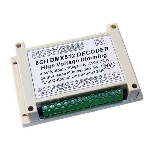 6路 DMX512，220V灯泡6CH可控硅调光数字硅箱 高压白炽灯调光器