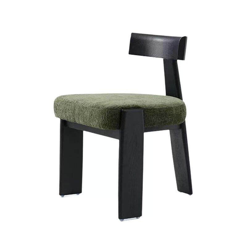 实木餐椅中古风靠背椅子吃饭凳子布艺餐桌椅高级感酒店咖啡厅椅子