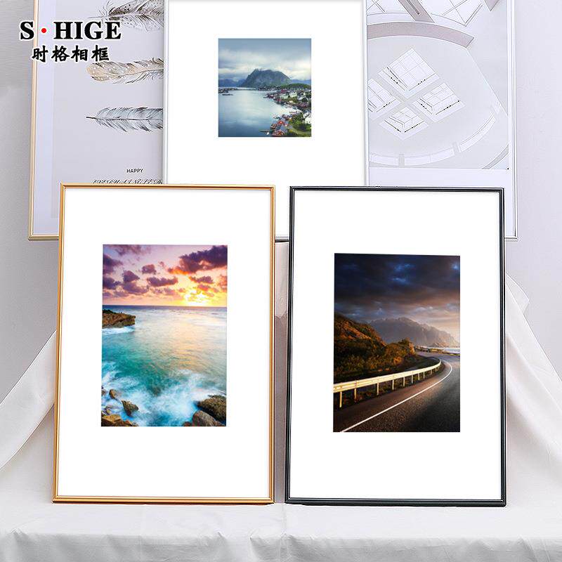 A6L简约铝合金画框窄边挂墙简易相框a3A4海报边框4k8开任意