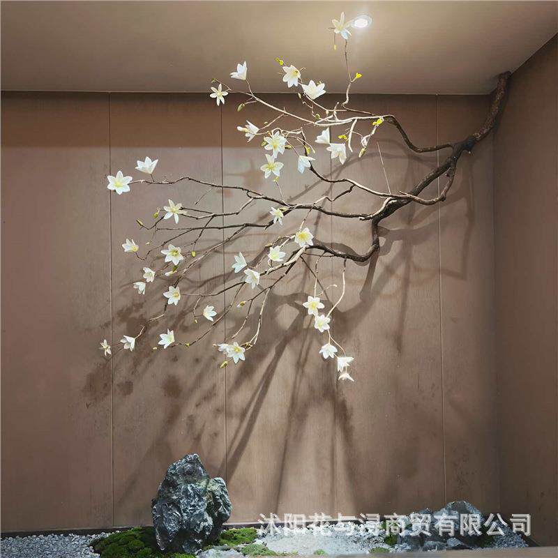 高档仿真悬挂花树枝花酒店造景吊顶墙面装饰真树假花装饰枝干