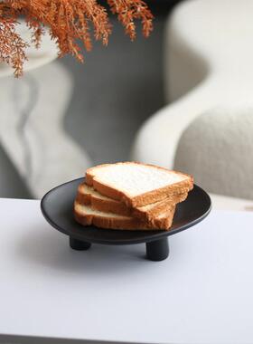 简现代创意圆形水果茶盘摆件客Z100546 厅餐桌几奢三脚收轻纳盘约