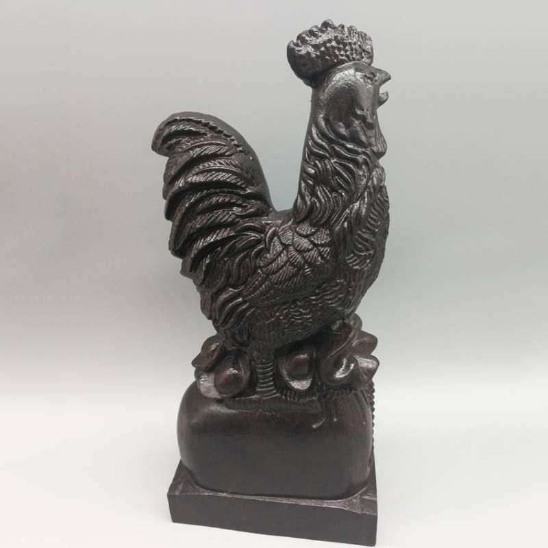 十二生肖鸡摆件 越南黒木沉香手把件木雕金鸡送福手工木质工艺品