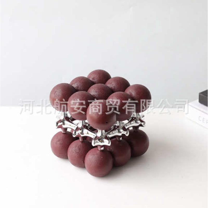 魔方现代电镀几何茶几摆件饰品创意树脂桌面售楼处简约样板房树脂