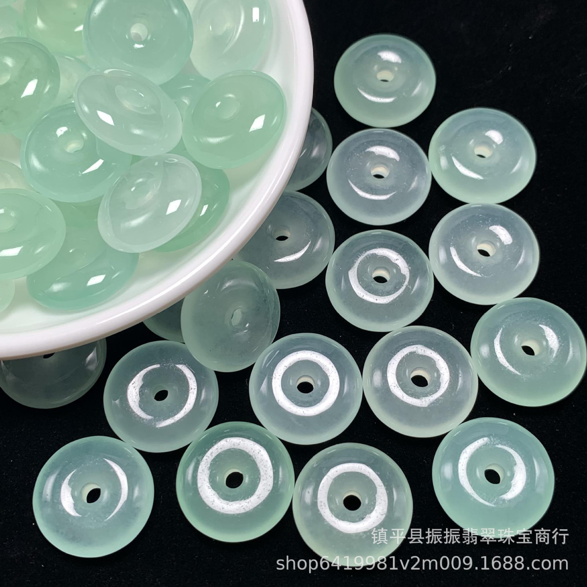 玉石天青冻色18mm平安扣吊坠散珠 玉石饰品DIY耳坠玉隔片厂家