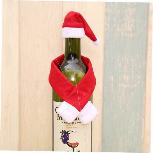 Christmas creative scarf hat wine bottle decoration