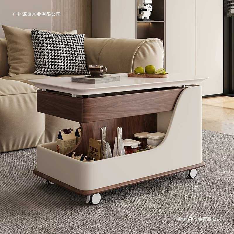 2025新款中古风实木茶几家用茶几小户型可移动升降推车沙发边几,住宅家具,角几/边几,淘宝优惠券,粉丝福利购,淘宝优惠卷
