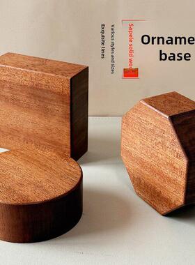 Sapele木基地乌木花瓶工艺品桌面加厚的高架定制创意实木基地