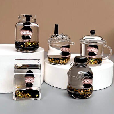 抖音爆款黑金流沙瓶漂卡