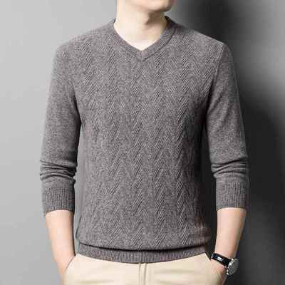 纯羊毛衫男士秋底冬季SVS新款全男装领厚款保暖毛内搭羊毛衣打衫