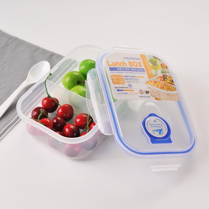 分格饭盒塑料保鲜盒学生便携餐盒可微波加热成人便当盒杂粮密封盒