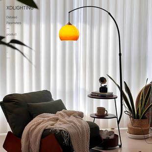 中古柚子钓鱼落地灯客厅沙发旁边几一体置物装饰高级感卧室气氛灯