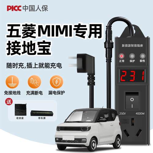 五菱宏光mini接地宝缤果专用接地线宝免接地迷你新能源车充电钻换