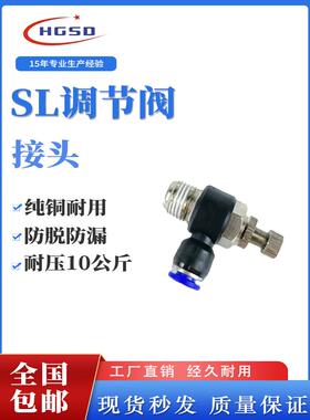 快速接头调速开关SL6-M5气缸调节阀节流阀SL4-01/8-2/10-03/12-04