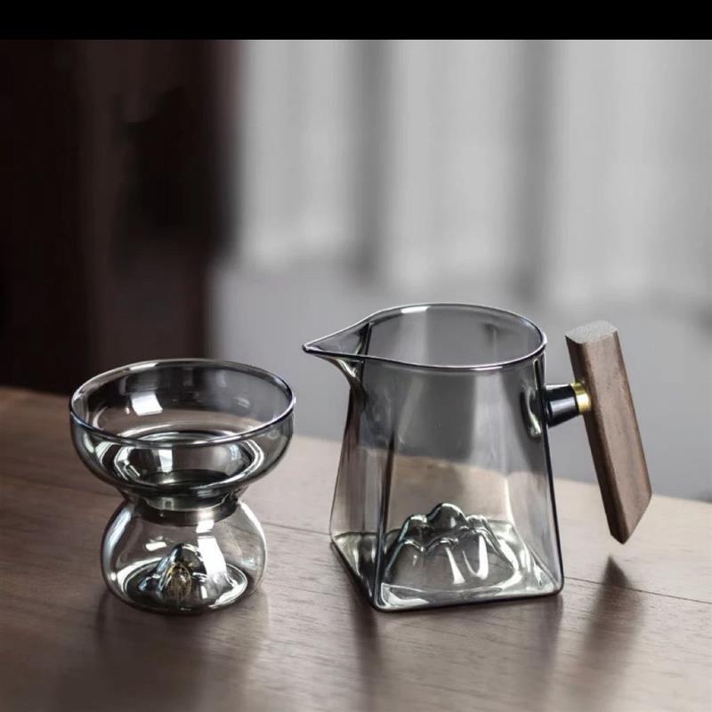 观山玻璃公道杯茶漏高档小青柑专用泡茶壶带茶滤网一体分茶器茶具