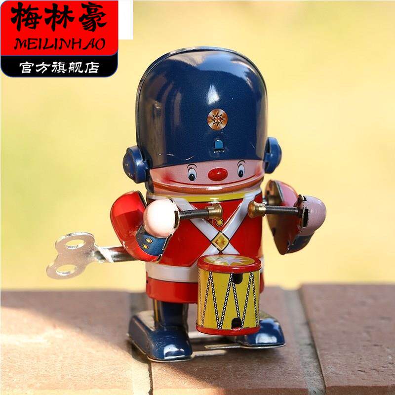 玩具打鼓儿童发条小小卫兵机器敲锣80后士兵怀旧玩具复古敲鼓铁皮图片