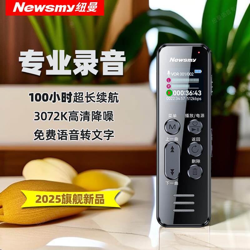 纽曼2025新品W9录音笔专业高清降噪长续航上课会议转文字录音器