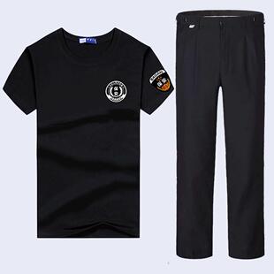 夏季纯棉保安短袖工作服套装保安裤子治安半袖t恤安保执勤体恤