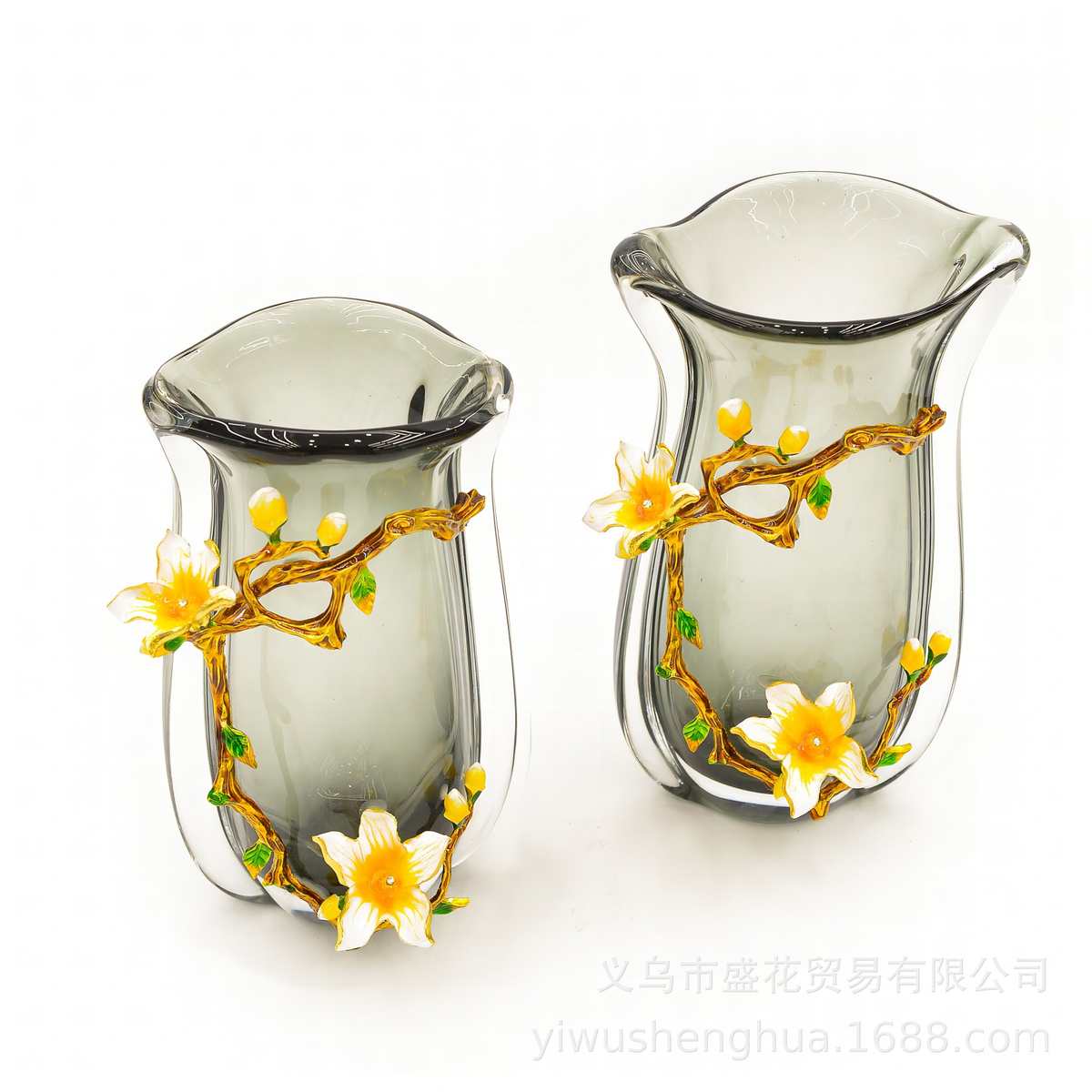 珐琅彩琉璃花瓶摆件玻璃高级感客厅电视柜酒柜玄关高档插花装饰品