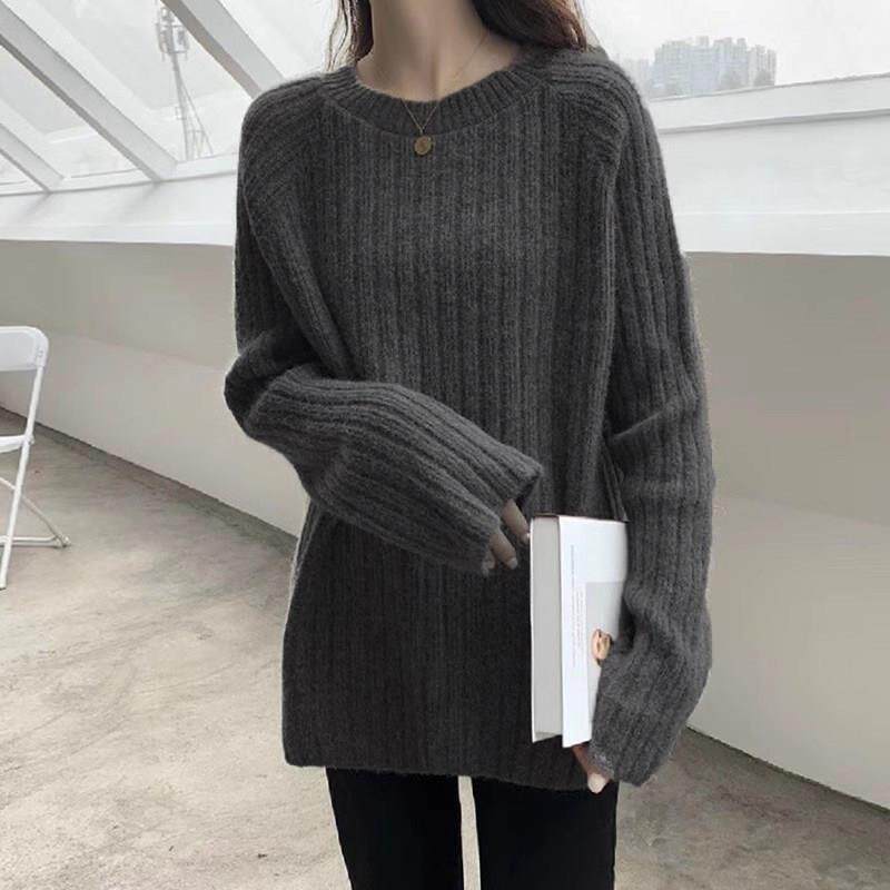 套头毛衣女2025夏季新款覆古宽松中长版针织衫慵懒休闲内搭衣上衣