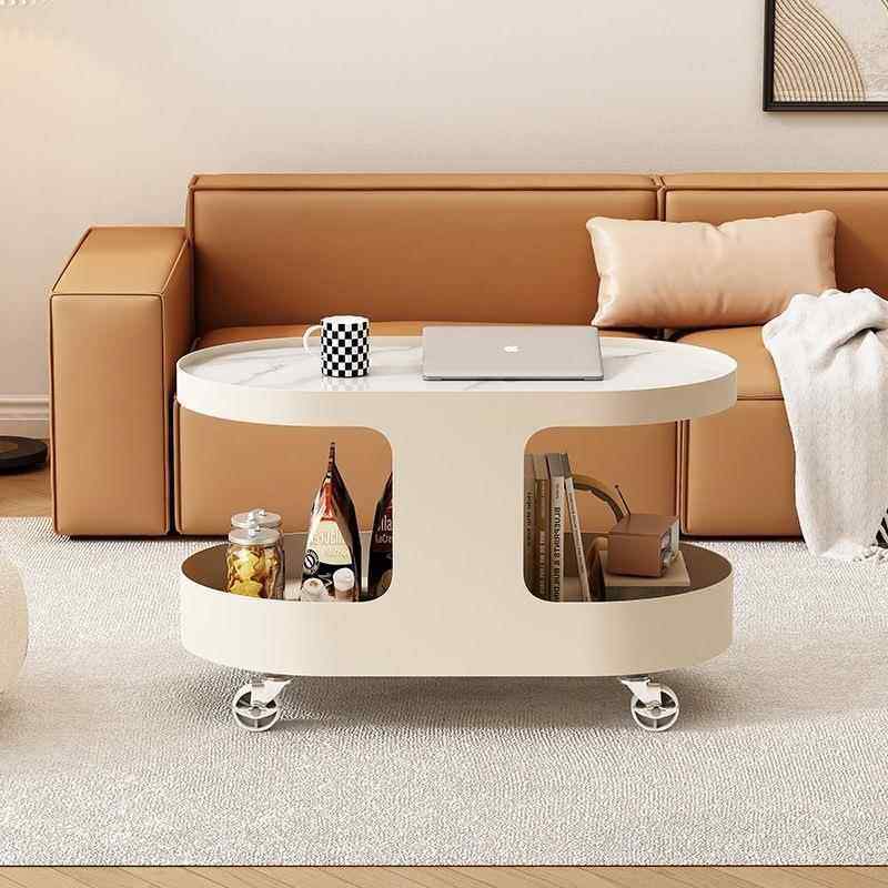 2025带轮奶油风边几客厅茶几小户型沙发边柜可移动新款小桌子