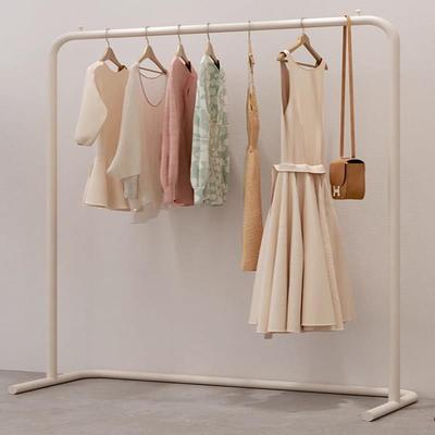 白色装店展示架女装店不服奶锈钢落地架架衣服衣服陈列货架挂衣杆