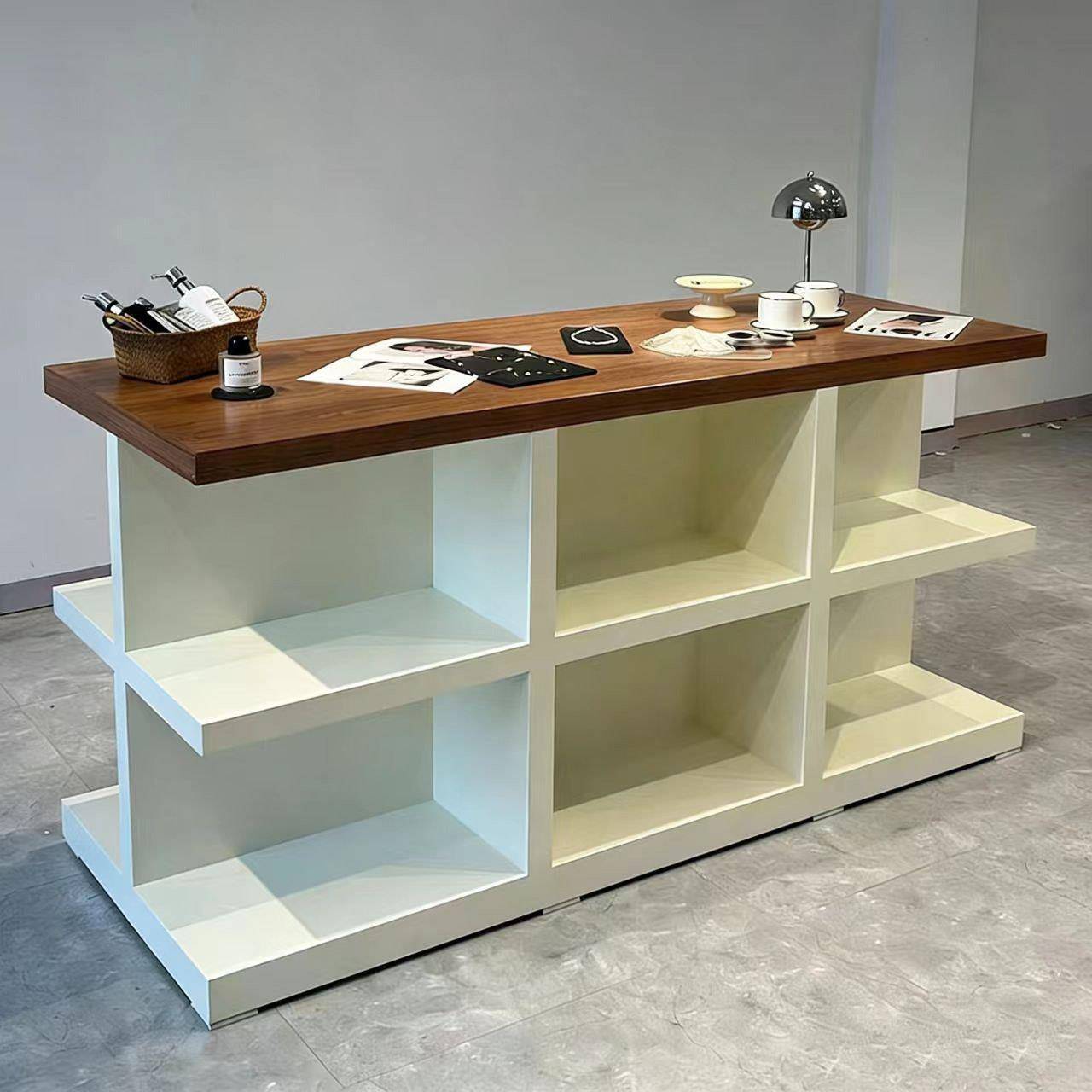 服装店中岛桌展示台边柜储物柜烤漆装饰柜摆件展台陈列展示桌定制